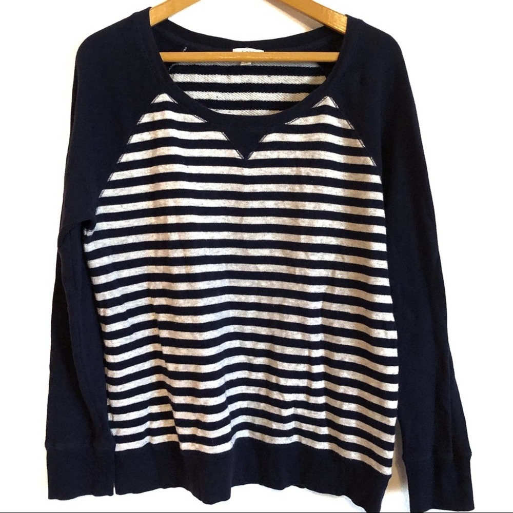 Caslon navy and gray striped longsleeve sweatshirt.